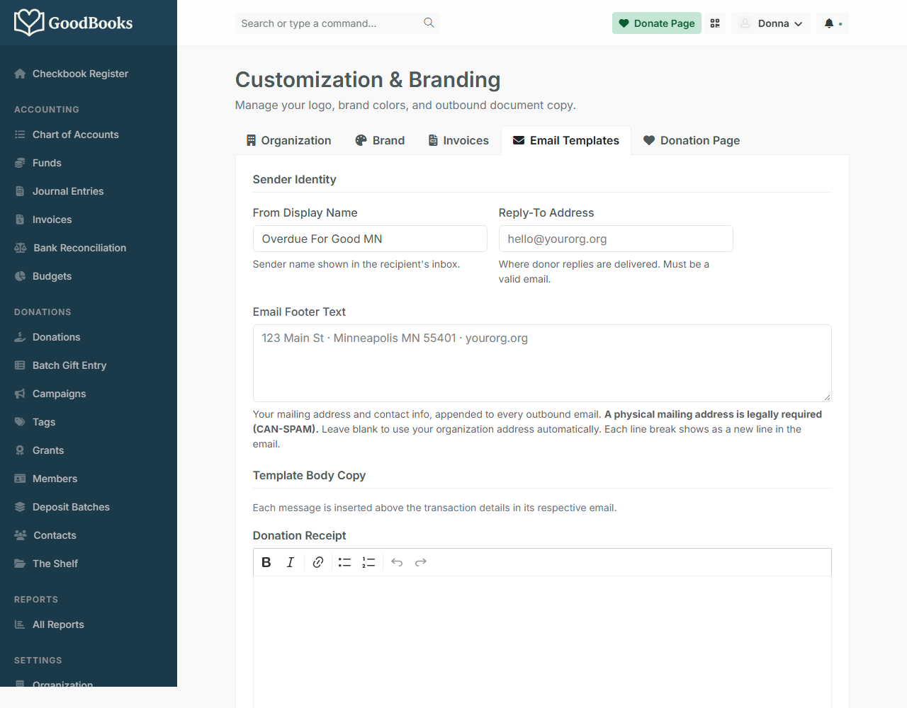 Settings → Customization